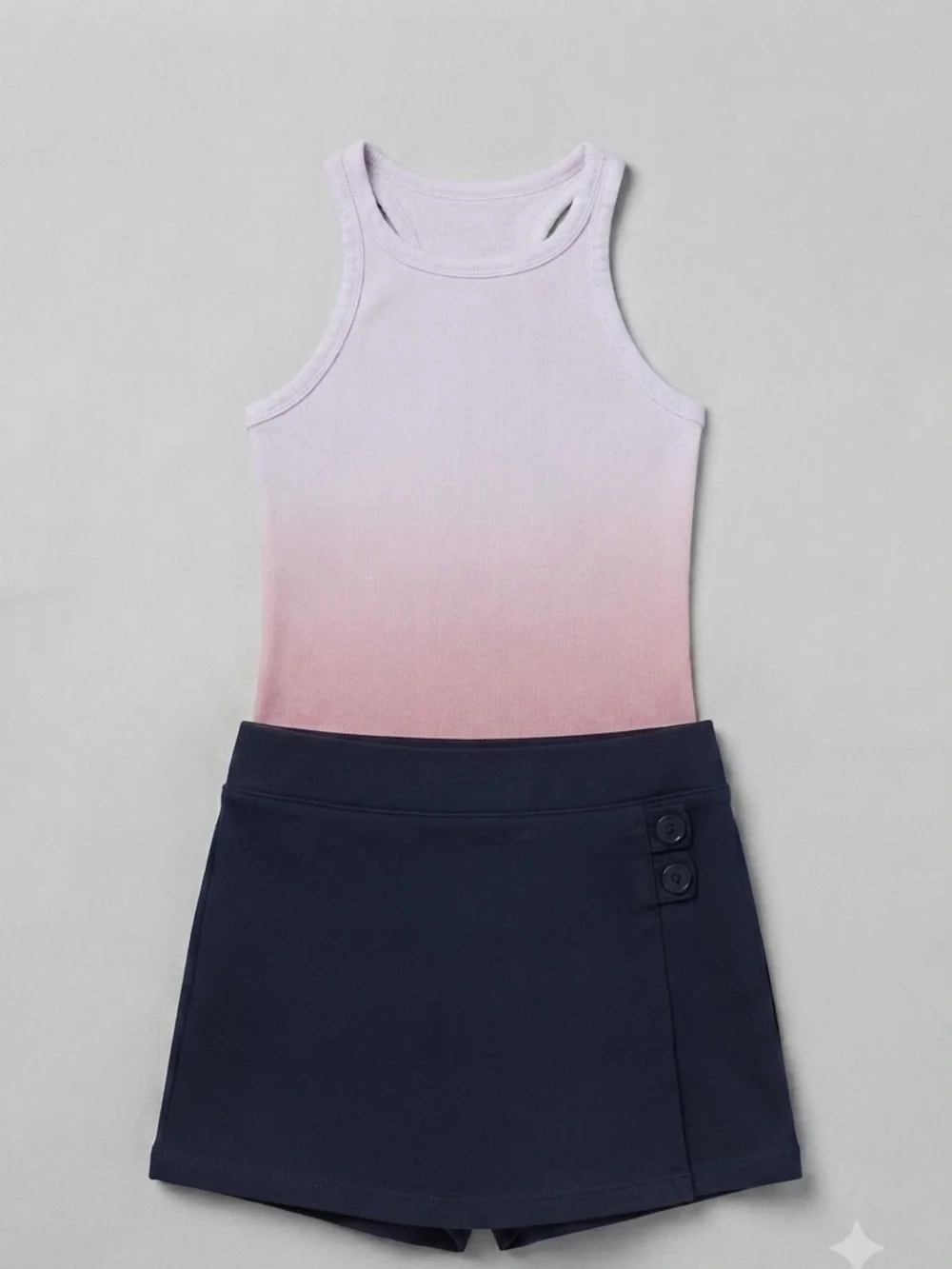 Cat & Jack Girls Gradient Tank and Navy Skort Set - Lavender to Pink Top